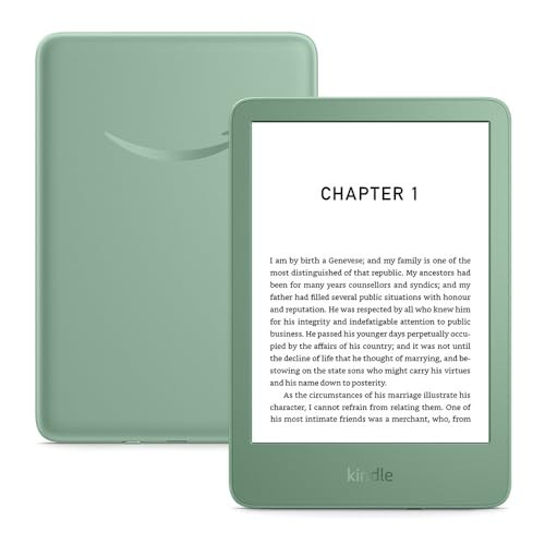 Amazon Kindle (newest gen) – Lightest and most compact Kindle with glare-free display, faster page turns, adjustable front light and long battery life – 16 GB – With Ads – Matcha | Amazon (UK)