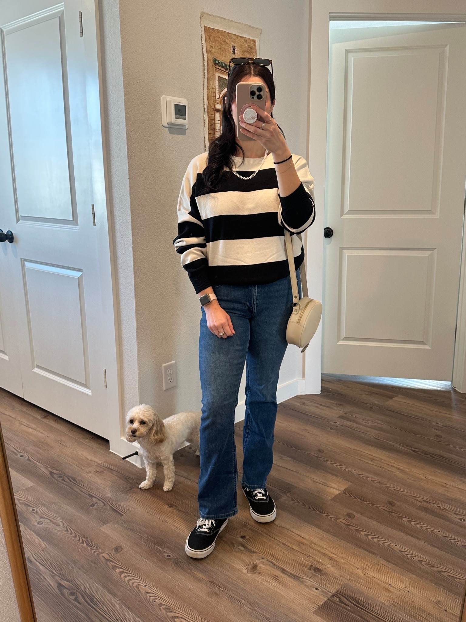 We went from 80° weather to 61° and windy this weekend! I was going to be outside Sunday so I kept the outfit simple and comfy. 

This sweater is soo warm and soft and almost completely sold out so I linked a similar block stripe option.  

#LTKMidsize #LTKootd #LTKStyleTip