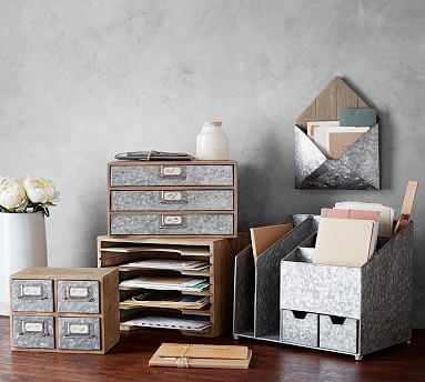 Brokers Wood & Galvanized Home Office Collection | Pottery Barn (US)