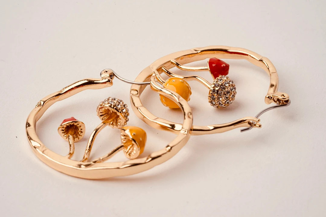 Mushroom Earrings  Unique Forest Jewelry  Colorful Hammered - Etsy | Etsy (US)