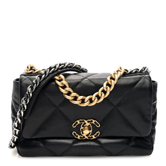 Goatskin Quilted Medium Chanel 19 Flap Black | FASHIONPHILE (US)