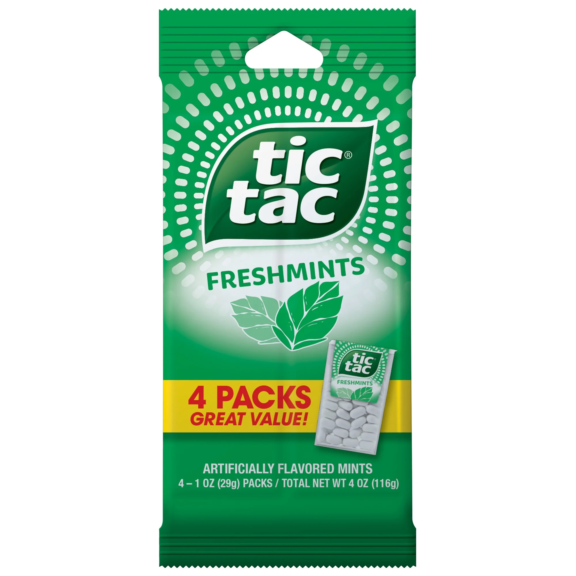 Tic Tac Freshmint Breath Mints, 4 Count, On-The-Go Refreshment, 1 oz Each | Walmart (US)