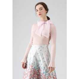 Fancy with Bowknot Knit Top in Pink | Chicwish