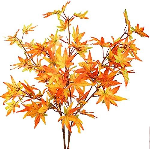 Miayon 2 Pack Artificial Maple Leaves Autumn Leaves Fall Leaves with Stem for Home Kitchen Thanks... | Amazon (US)