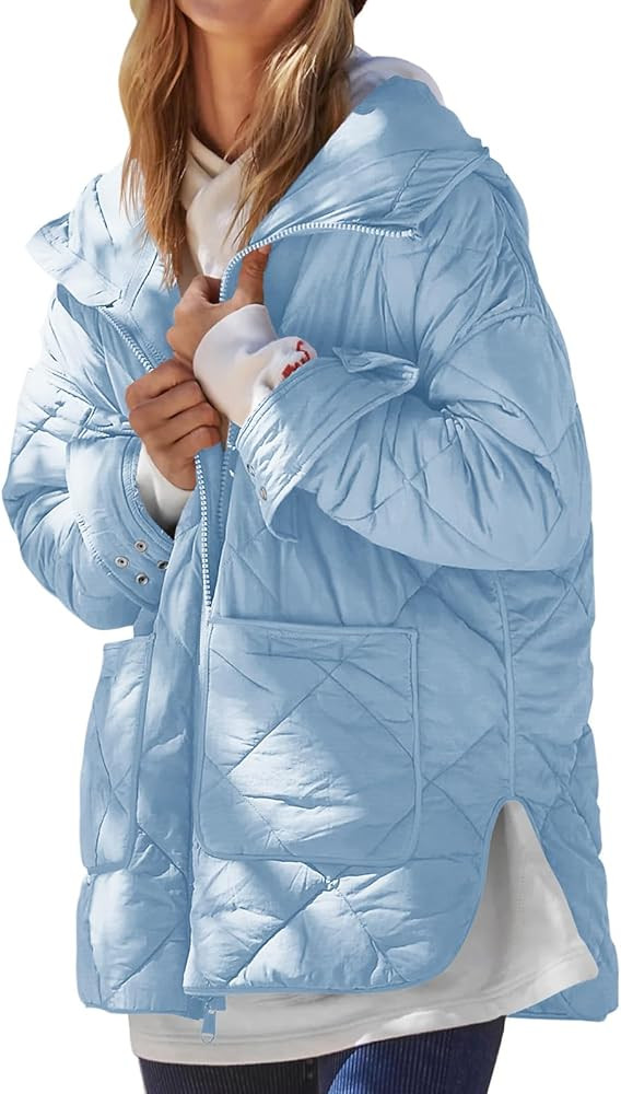 Dyexces Womens Quilted Puffer Jacket Hooded Long Sleeve Zip Up Winter Coat Lightweight Warm Jacke... | Amazon (US)