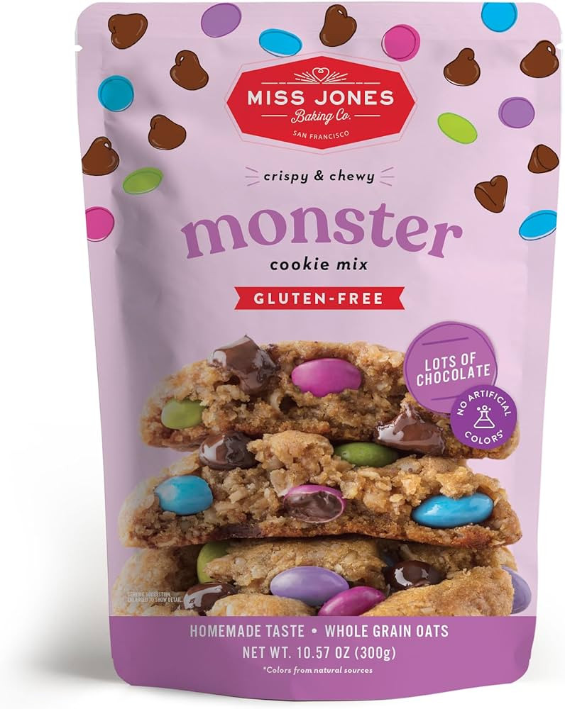 Miss Jones Baking Gluten-Free Monster Cookie Mix - Certified Gluten Free & Made with 100% Oats, E... | Amazon (US)