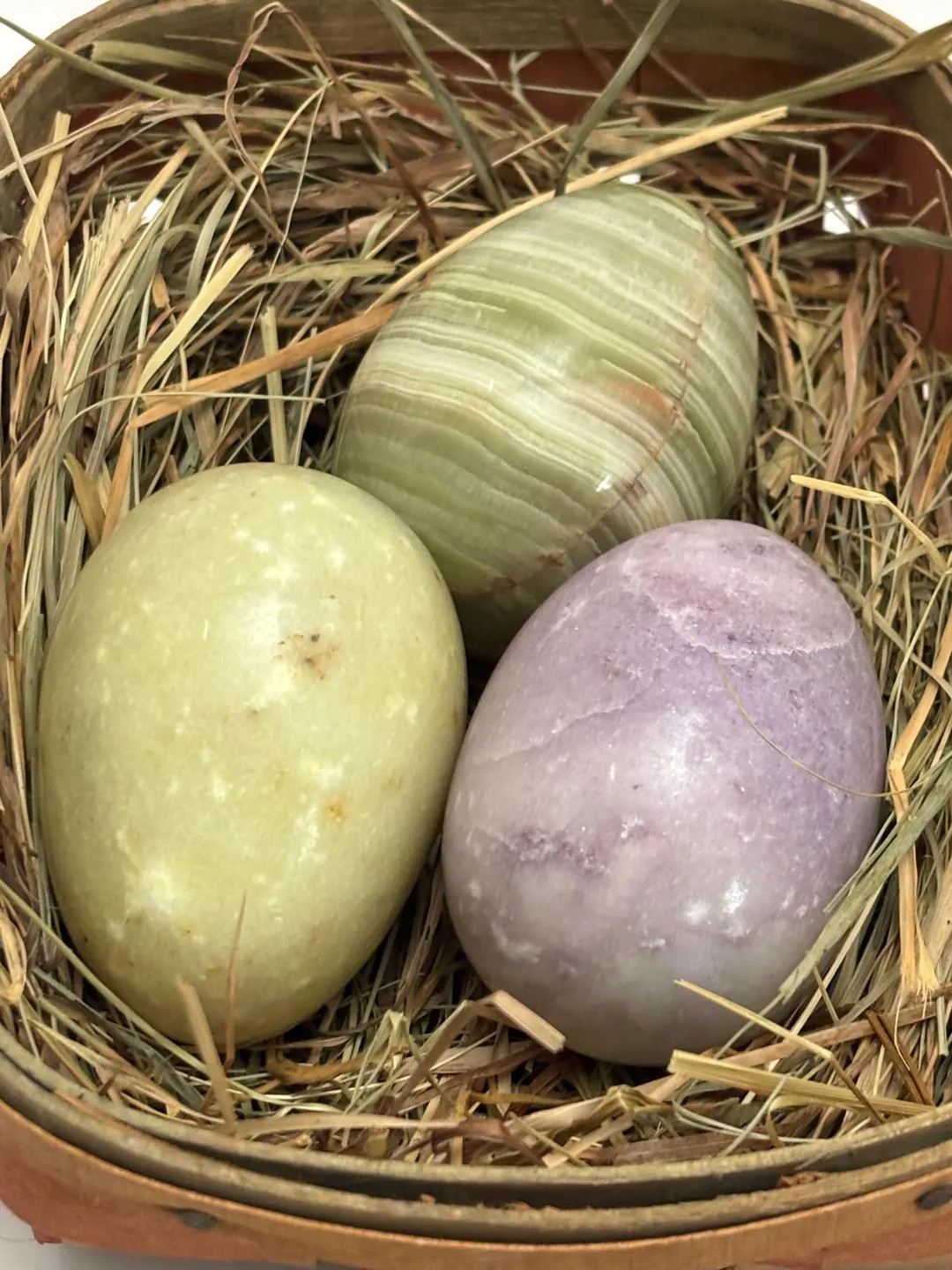 Vintage Large Alabaster Eggs Set of 3 | Etsy (US)