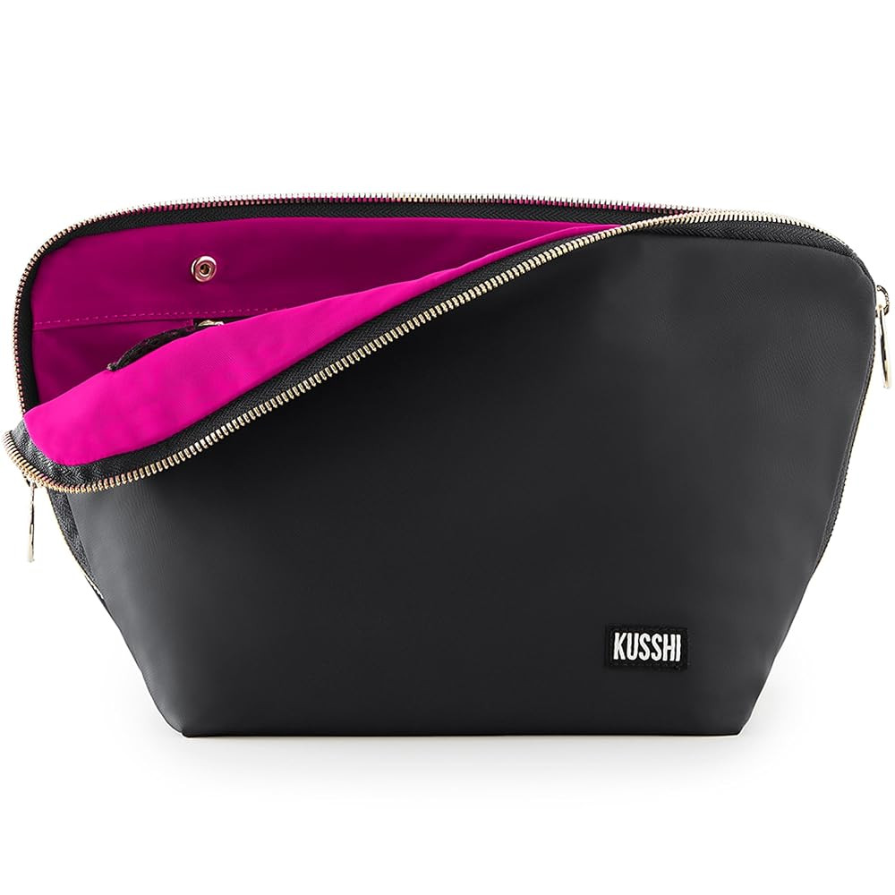 KUSSHI Washable Travel Makeup & Cosmetic Bag - Brush Organizer Sold Separately (Vacationer, Satin... | Amazon (US)