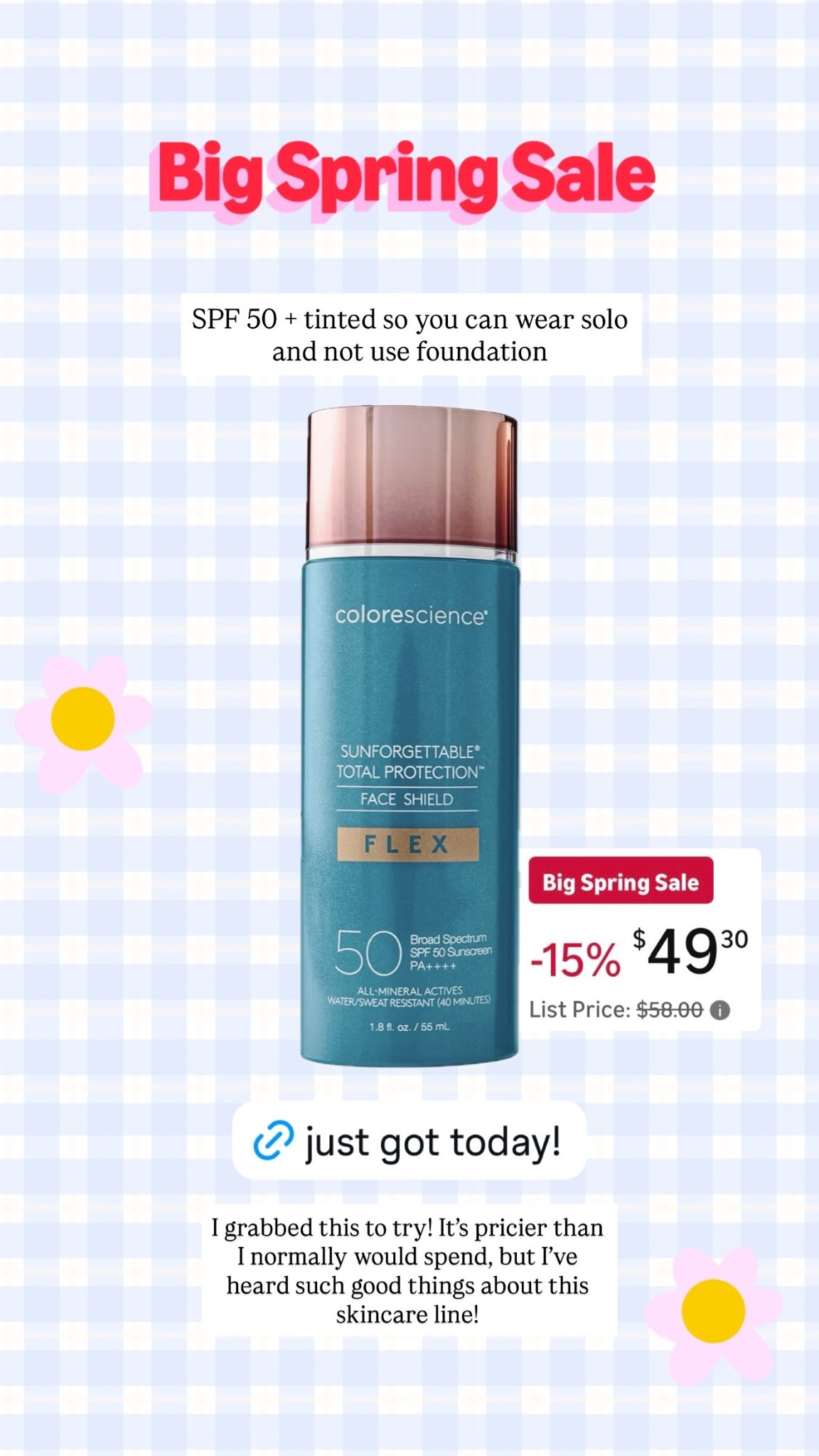 I grabbed this to try! It’s pricier than I normally would spend, but I’ve heard such good things about this skincare line!  SPF 50 + tinted so you can wear solo and not use foundation

#LTKBeauty #LTKmorningroutine #LTKSaleAlert