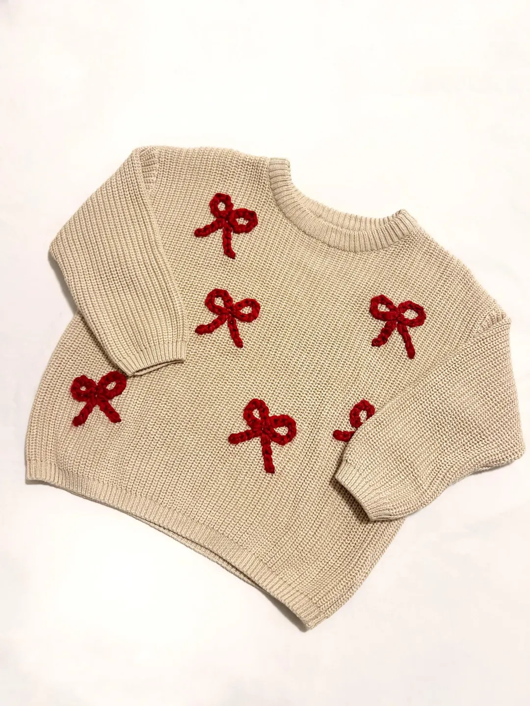 Hand Embroidered Holiday Bow Sweater for Christmas or Valentines Day (baby/toddler) - Etsy | Etsy (US)