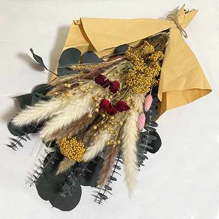 MUYEJI Natural Dried Flower Bouquet Mix Bouquet | Protea Repens, Hydrangea, Eucalyptus, Palm, Mil... | Amazon (US)