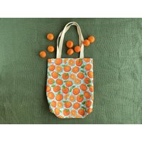 Tangerine Canvas Totebag - Bright Oranges On Turquoise Market Tote Bag | Etsy (US)