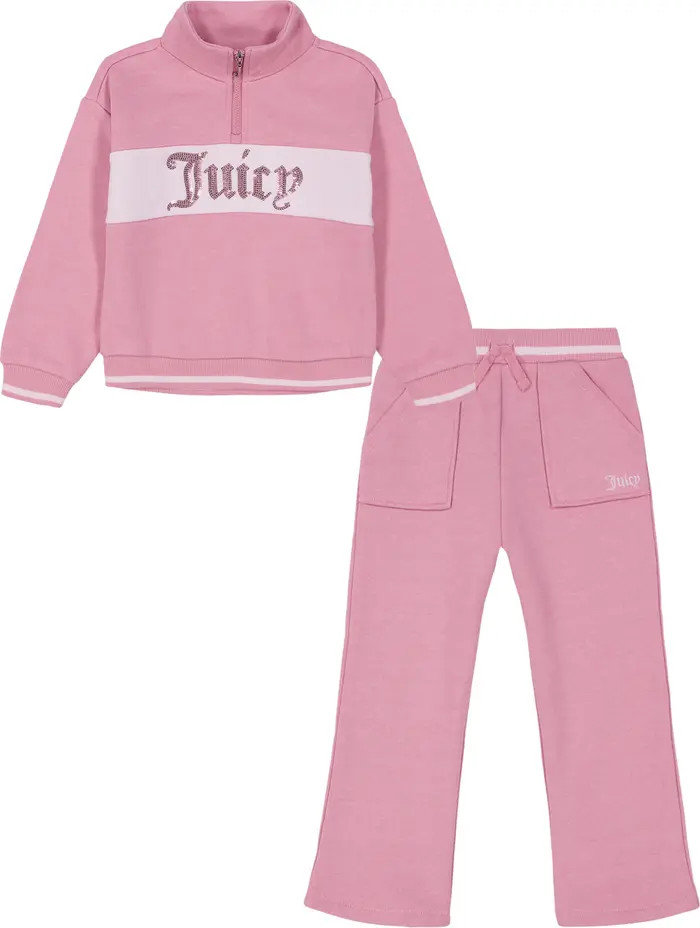 Juicy Couture Logo Fleece Quarter Zip Sweatshirt & Pants Set | Nordstromrack | Nordstrom Rack