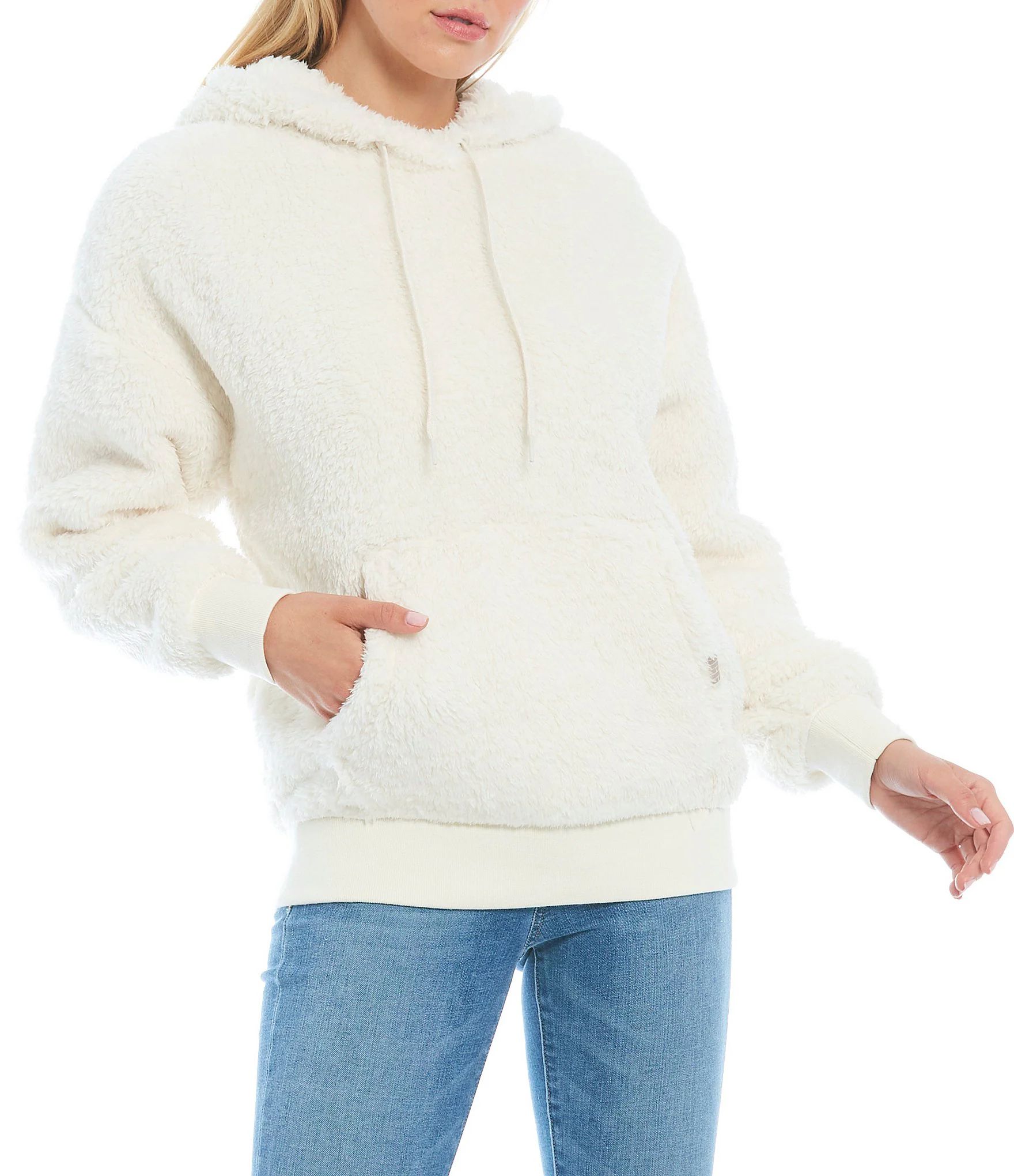 UGG® Loyra Sherpa Long Drop Shoulder Sleeve Kangaroo Pocket Hoodie | Dillards