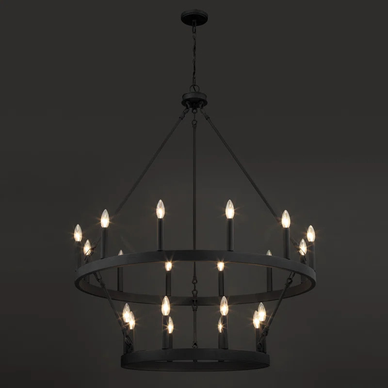 Avalee 20 - Light Steel Dimmable Wagon Wheel Chandelier | Wayfair North America