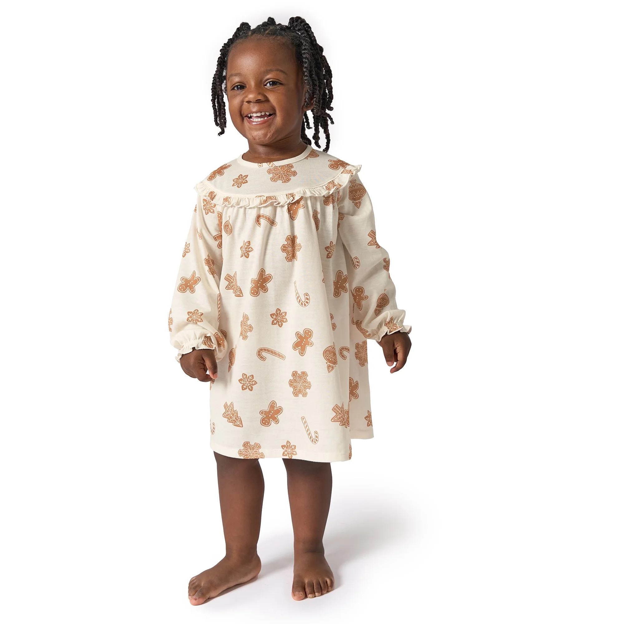Modern Moments by Gerber Toddler Girl Christmas Ruffle Yoke Nightgown, Sizes 12 Months - 5T | Walmart (US)