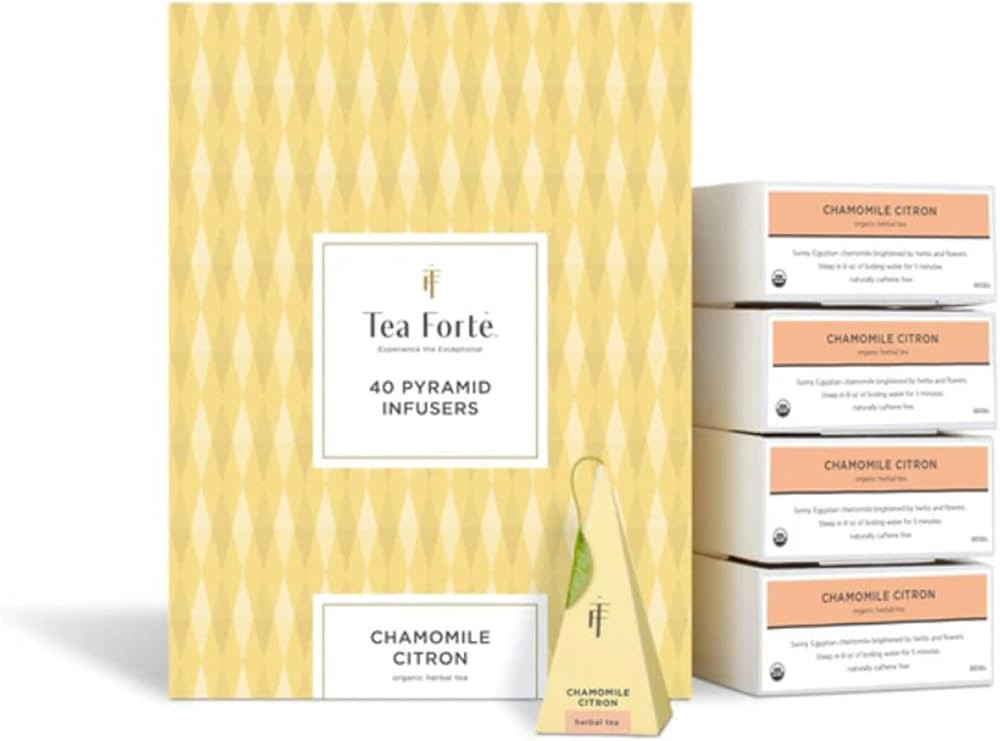 Tea Forte Chamomile Citron Herbal Tea Event Box, Bulk Pack of 40 Pyramid Infuser Tea Sachets for ... | Amazon (US)