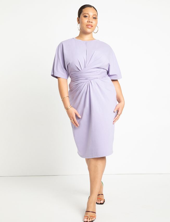 Cross Front Flutter Sleeve Dress | Eloquii