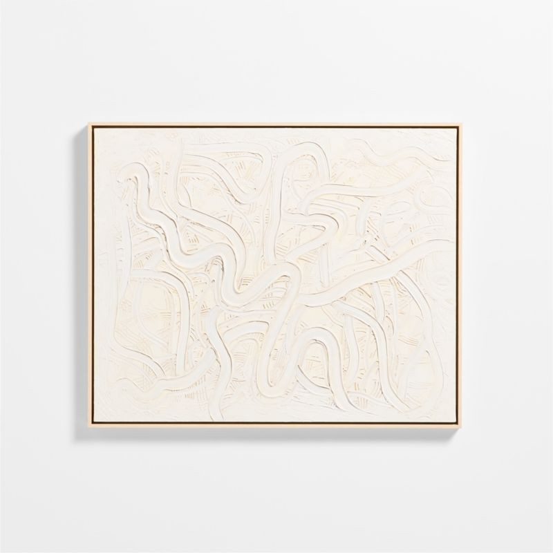 "Clear Conscience" by Joe Turner White Abstract 46.25"x37.25" Framed Hand-Painted Wall Art + Revi... | Crate & Barrel