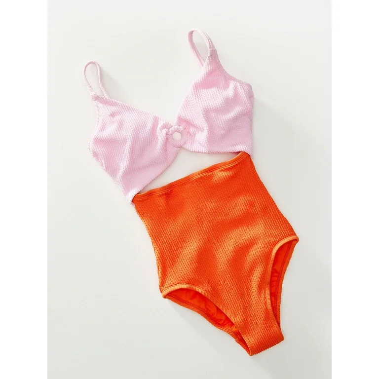 Time and Tru Women’s and Plus Color Block Crinkle One Piece Swimsuit | Walmart (US)