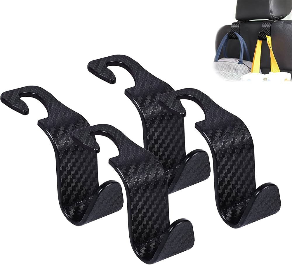 Amooca Car Seat Headrest Hook 4 Pack Hanger Universal Vehicle Car Storage Organizer for Handbag P... | Amazon (US)