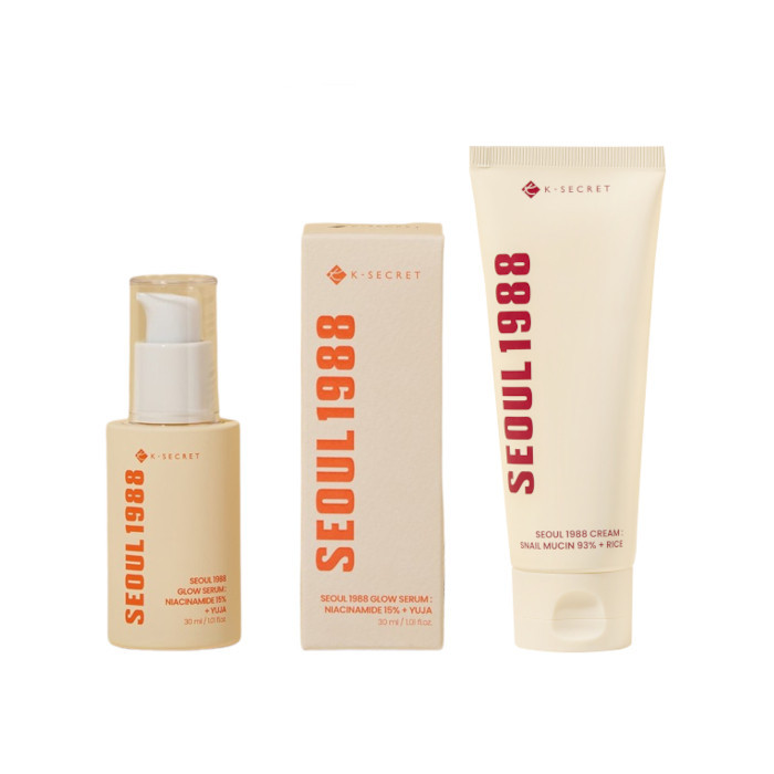 KSECRET - SEOUL 1988 Glow Serum: Niacinamide 15% + Yuja - 30ml (1ea) X Cream: Snail Mucin 93% + Rice - 100ml(1ea) Set | Stylevana