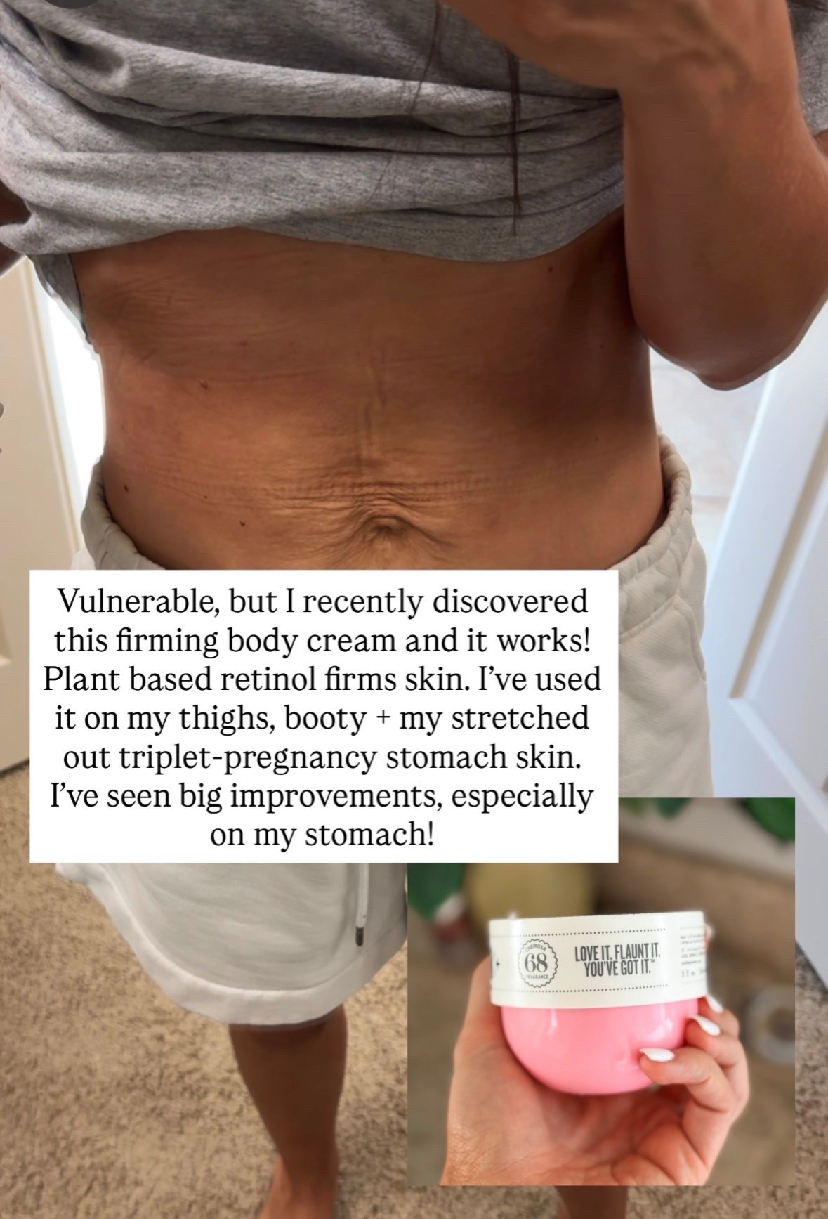 I’m so glad I discovered this firming body cream! It’s a plant based retinol that plumps, firms and tightens skin and I’ve used it on my butt, thighs and the loose triplet pregnancy skin on my stomach and I can honestly say it works!🙌🏼

#LTKmomlife #LTKBeauty #LTKselfcare