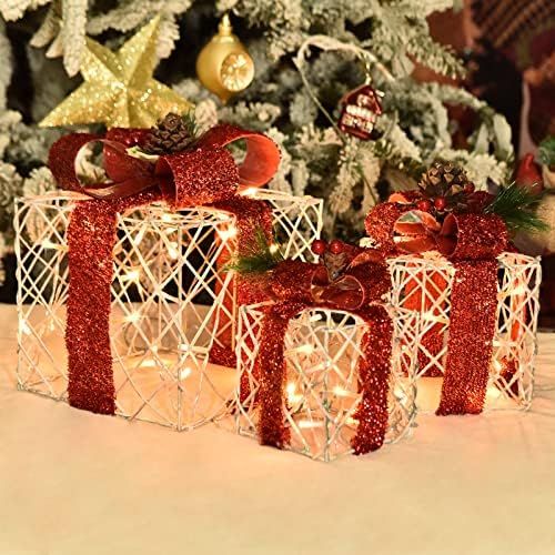 Bstge Christmas Lighted Gift Boxes, Set of 3 Christmas Decorations for Home, Christmas Ornaments,... | Amazon (US)