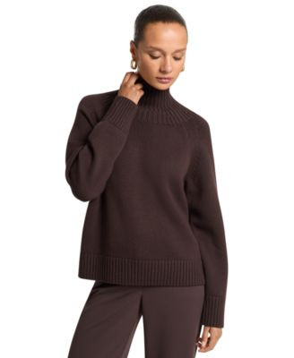 Michael Kors Women's Mock-Neck Wool Pullover Sweater - Chocolate | Macy's