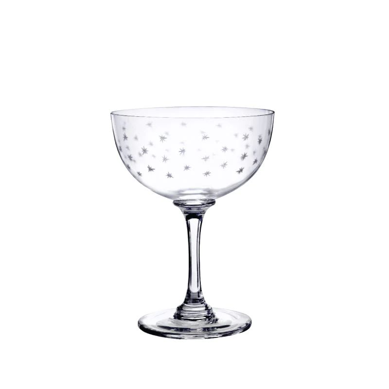 Crystal Champagne Saucers with Stars Design | Over The Moon