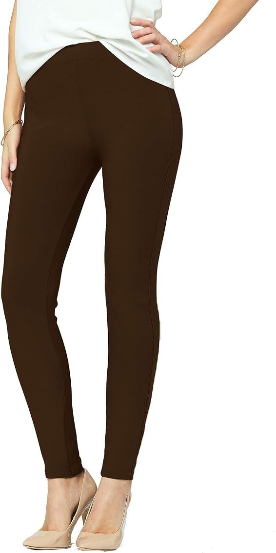 Premium Women's Stretch Ponte Pants - Dressy Leggings - Wear to Work - All Day Comfort | Amazon (US)