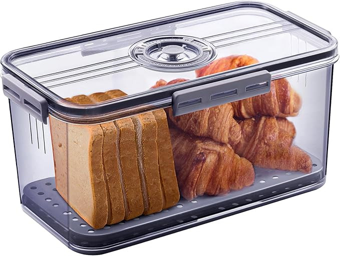 Bread Box Bread Boxes for Kitchen Counter Airtight, Time Recording Bread Storage Container with L... | Amazon (US)