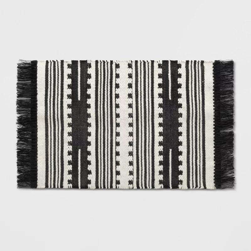 2'x3' Sylviidae Striped Woven Accent Rug Black - Opalhouse™ | Target