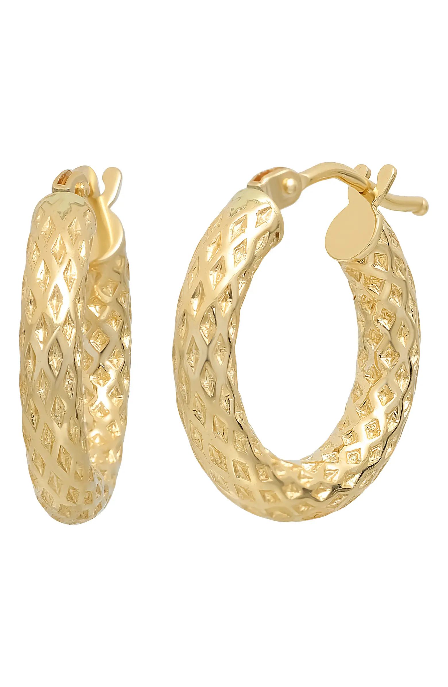 14K Gold Textured Hoop Earrings | Nordstrom