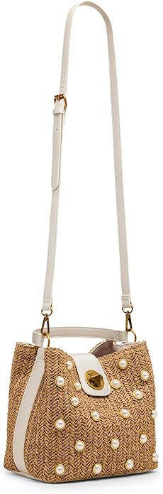 Betsey Johnson Raffia Pearl Bucket Bag | Amazon (US)