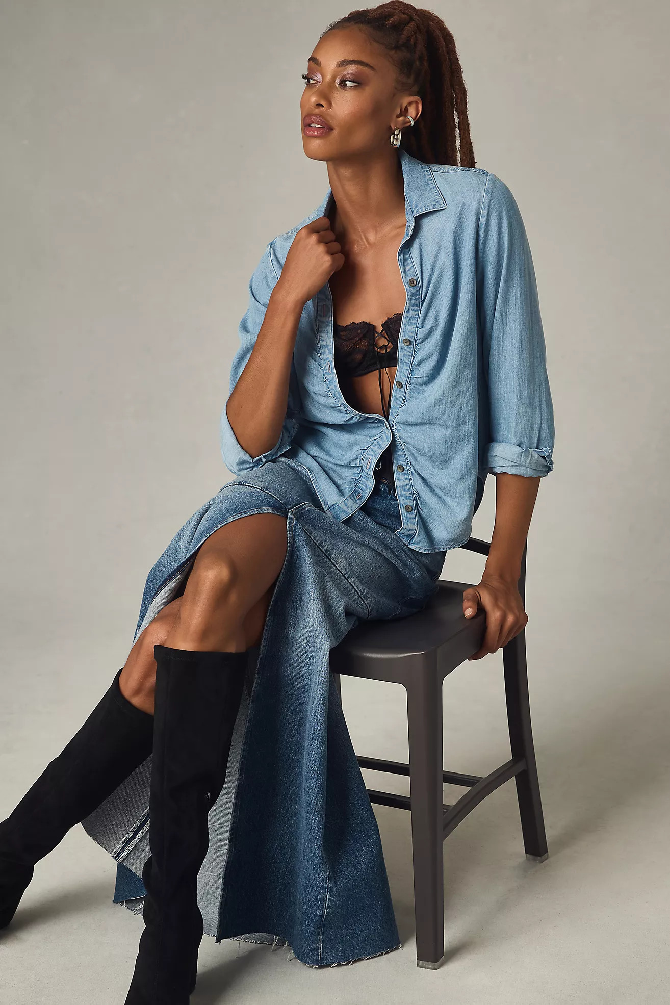 Cloth & Stone Shirred Buttondown Shirt | Anthropologie (US)