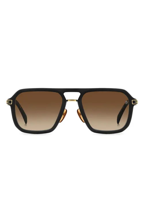 David Beckham Eyewear 56mm Navigator Sunglasses in Black Gold/Black Brown Green at Nordstrom | Nordstrom