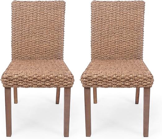 Christopher Knight Home Augustine Boho Wicker Dining Chair (Set of 2), Light Brown | Amazon (US)