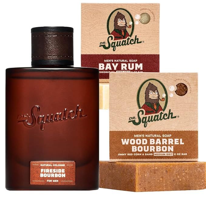 Dr. Squatch Men's Cologne and Natural Bar Soap - Fireside Bourbon Natural Cologne and Wood Barrel... | Amazon (US)