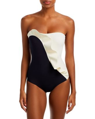 Pavana Color Block Ruffle Bandeau One Piece Swimsuit | Bloomingdale's (US)