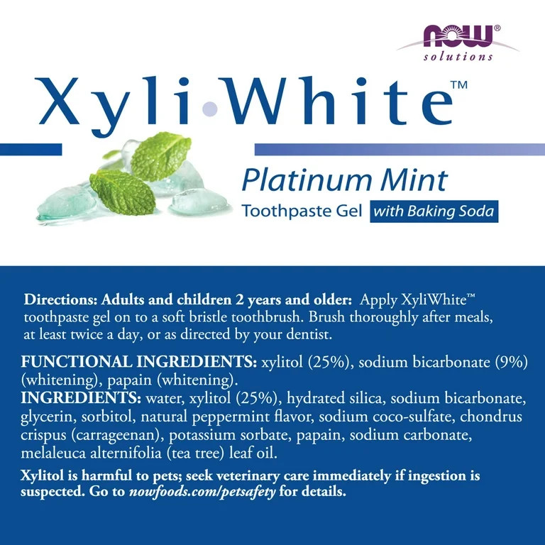 NOW Solutions, Xyliwhite™ Toothpaste Gel, Platinum Mint, Cleanses and Whitens, Fresh Taste, 6.4... | Walmart (US)