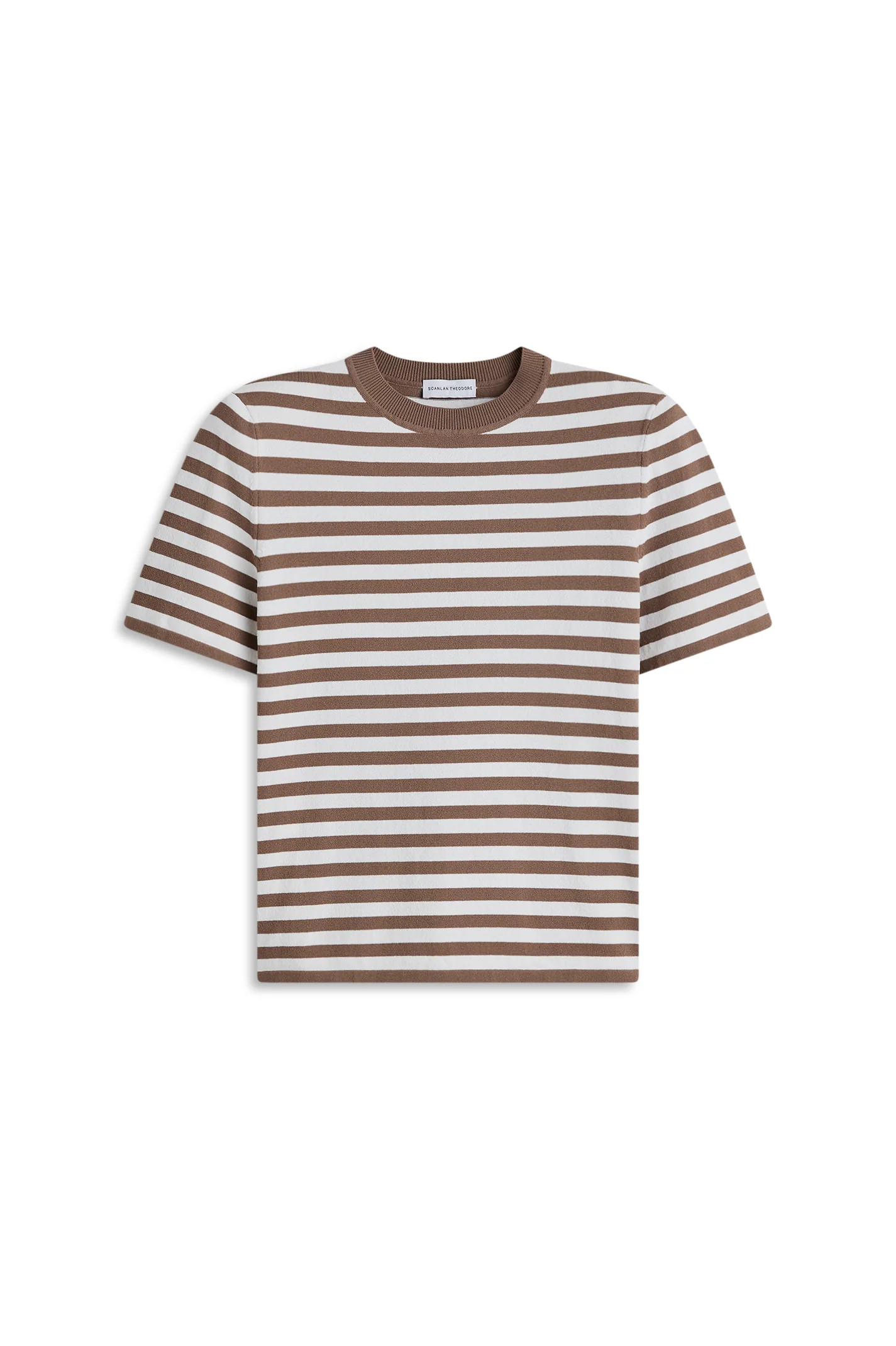 CREPE KNIT STRIPE TSHIRT - WHISKEY - Scanlan Theodore | Scanlan Theodore