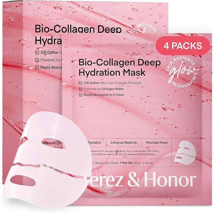 TEREZ & HONOR Korean Real Deep Bio Collagen Face Mask - 4ea x 33g Hydrogel Overnight Masks for De... | Amazon (US)