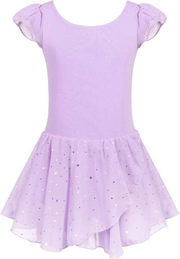 Arshiner Girls Ruffle Sleeve Ballet Dance Dress Tutu Skirted Leotard | Amazon (US)