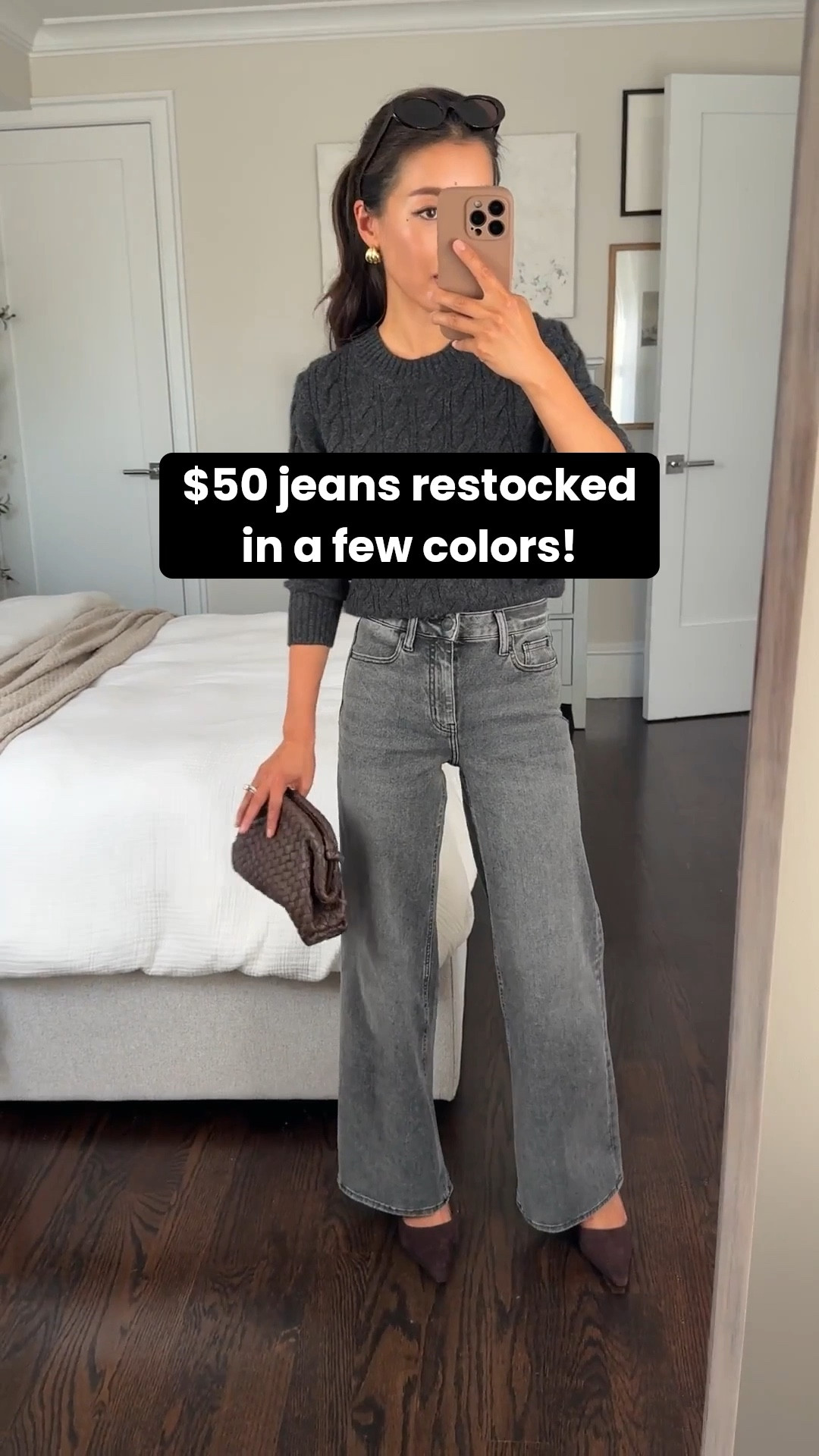 Jeans in shortest 28” inseam goes fast! Just restocked in brown (ordered!), green, and burgundy.

Also a good value - Petite friendly cashmere Cable sweater is restocked too! 

• Quince cashmere shrunken cable sweater xs - petite friendly fit. I sized up the next time I got this, to a Small, since cashmere shrinks a little when I wash it 

• Bella stretch wide leg jeans size 24 x 28 inseam perfect for petites to wear with flats and sneakers 

These also come in a crop patch pocket style linked

• Quince woven clutch - also comes with a strap to wear as a crossbody

Fall winter outfit, petite friendly, mom style

#ltkpetite #ltkseasonal #ltkworkwear