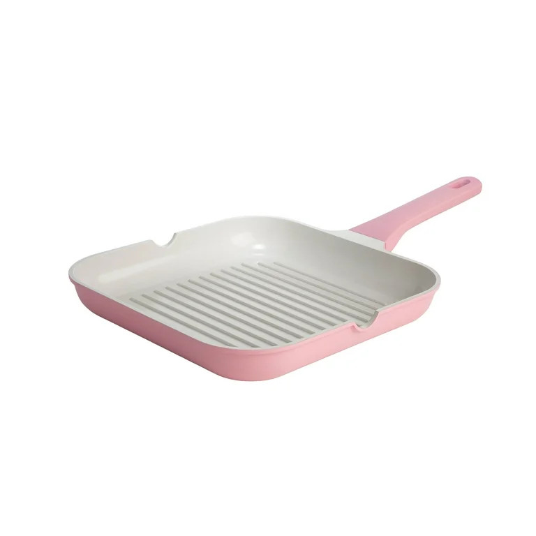 Paris Hilton 11 Inch Ceramic Nonstick Cast Aluminum Grill Pan, Pink | Walmart (US)