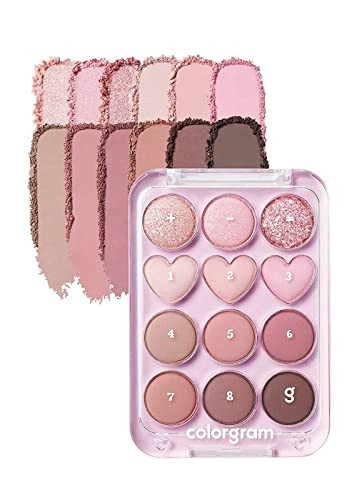 COLORGRAM Pin Point Eyeshadow Palette 02 Pink+Mauve= | Ultra-Blendable Matte, Glitter, Shimmer Shades for Daily Makeup | K-Beauty Eye Palette with Easy-to-Use Calculator Design | Amazon (US)