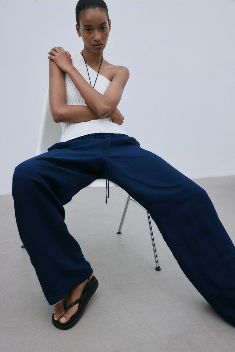 Linen-blend pull-on trousers | H&M (UK, MY, IN, SG, PH, TW, HK)