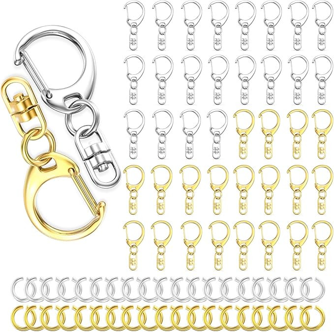 Evnlo 50Pcs Lobster Claw Clasps for Keychain Clip, Swivel Snap Hooks Silver and Gold Key Chain Ri... | Amazon (US)