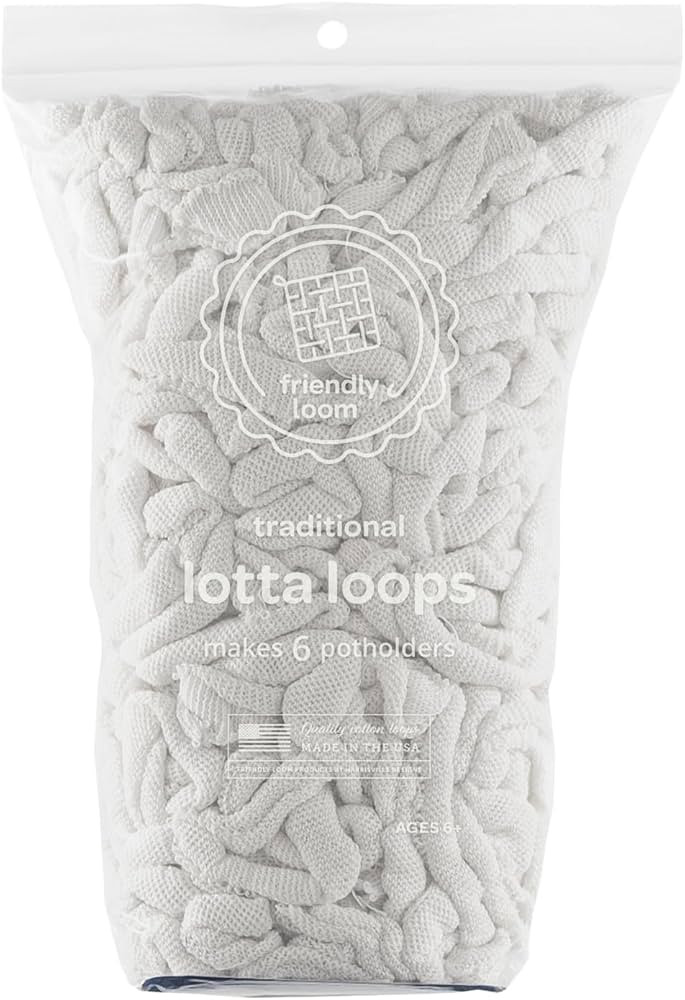 Friendly Loom | Lotta Loops - 7” Traditional-Sized White Potholder Weaving Loops | Craft 6 Cott... | Amazon (US)